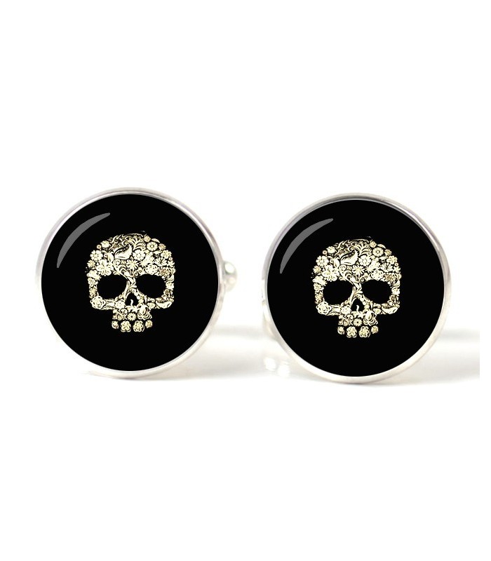 Gemelos para camisas Magglass Calavera Flores