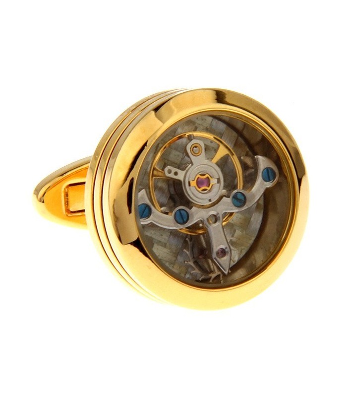 Gemelos Reloj Tourbillon Acero Dorado