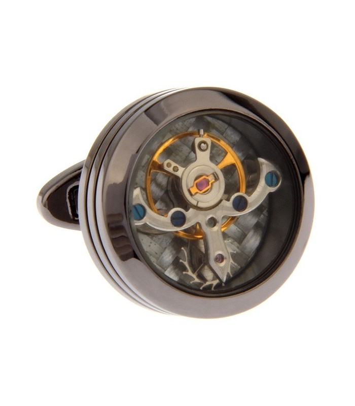 Gemelos Reloj Tourbillon Acero Negro