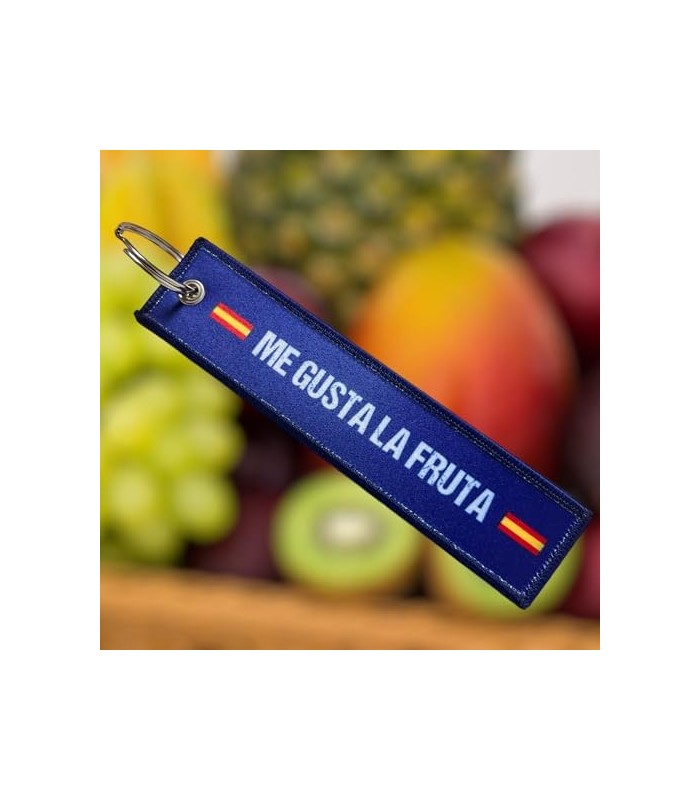 Llavero Bordado  Me Gusta la Fruta  Azul 13x3 cm