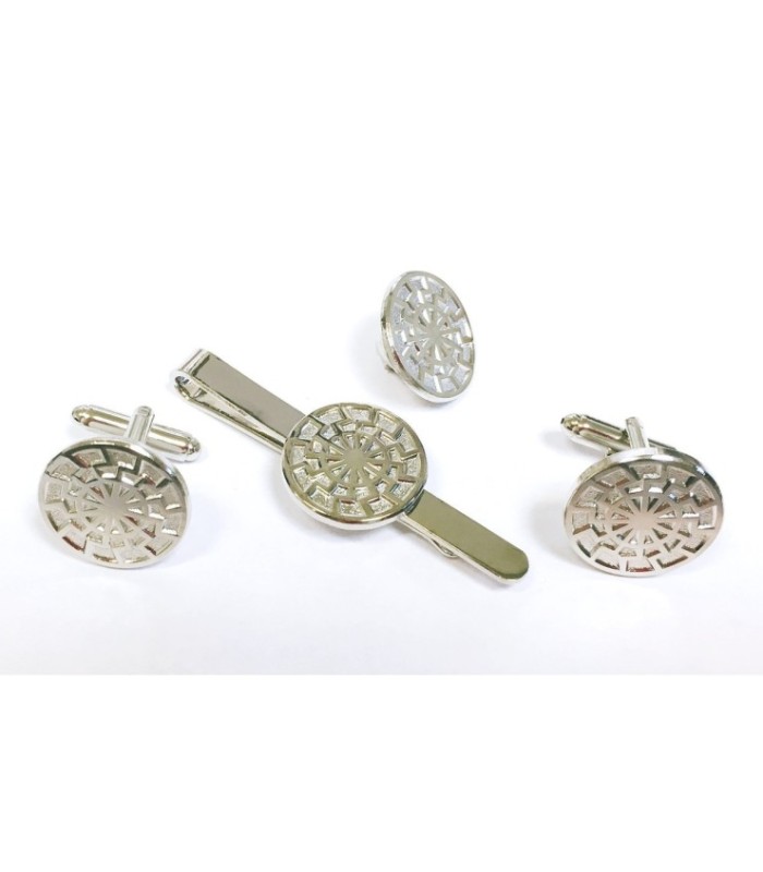 Pack Completo Pin Pasador y gemelos de camisa Sol Negro