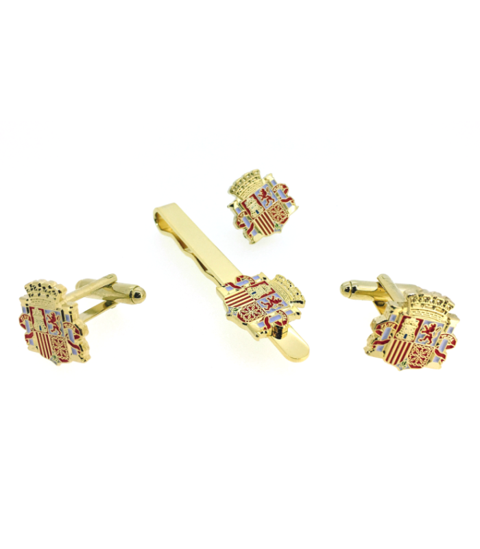Pack de Pasador de Corbata Gemelos para Camisa y Pin de solapa del ‪Escudo de la II República Española