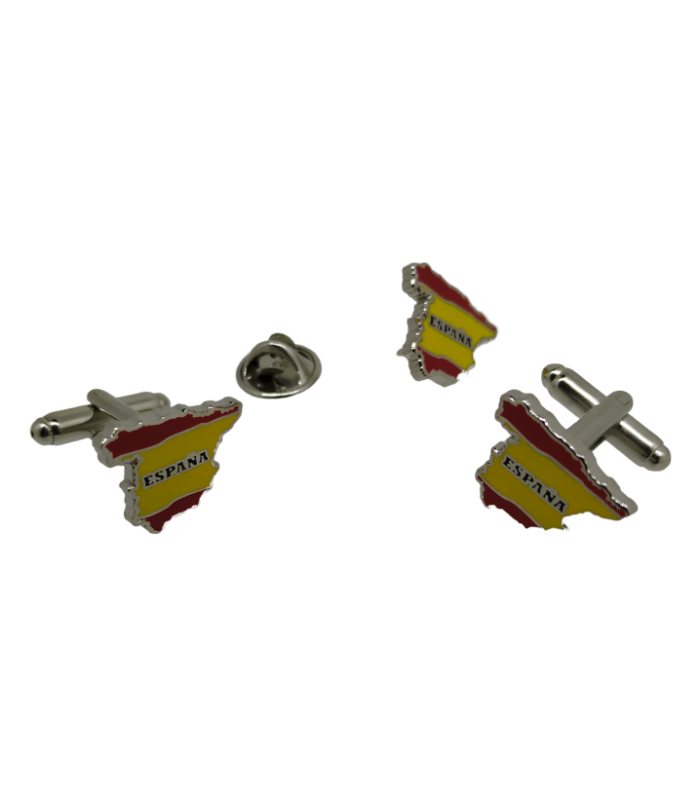 Pack Gemelos y Pin Bandera España Mapa 17x14mm