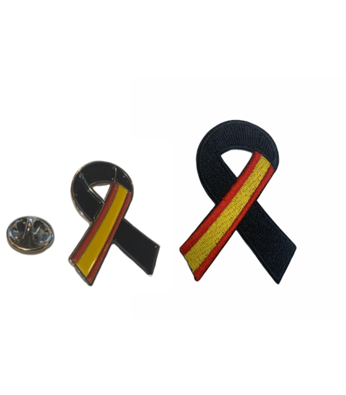 Pack Parche y Pin Lazo Negro España Black Ribbon Spain