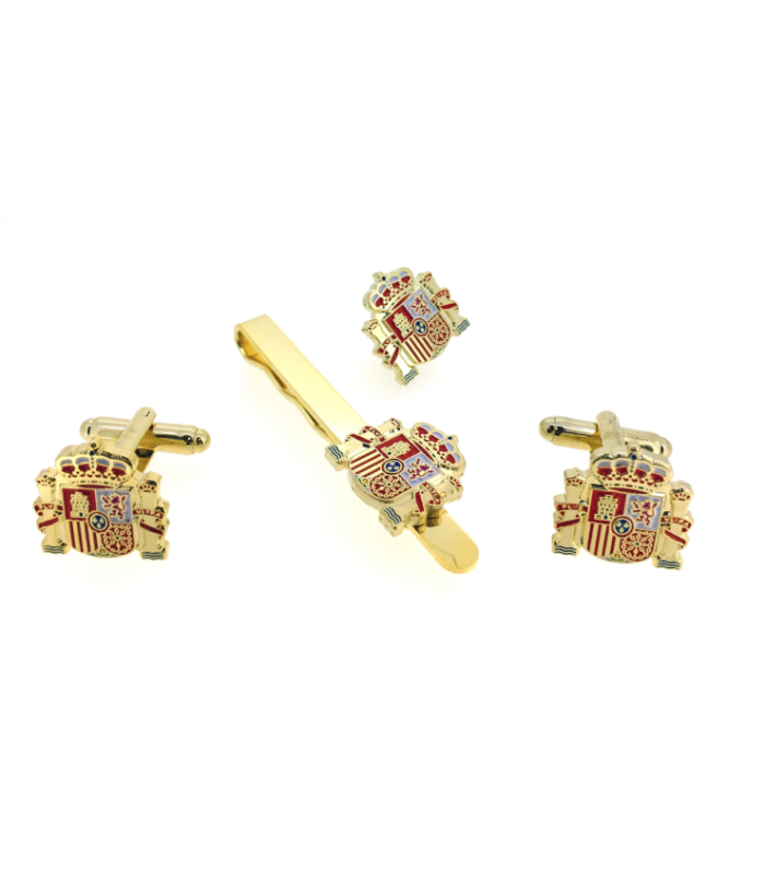 Pack Pasador de Corbata Gemelos de Camisa y pin de solapa del ‪Escudo del Estado Español