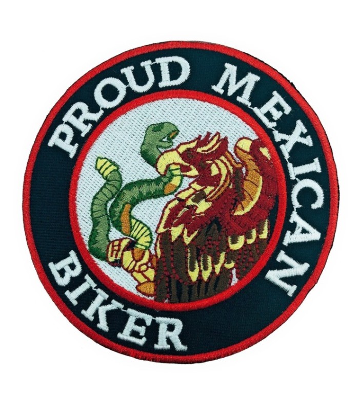 Parche Bordado Termoadhesivo Proud Mexican Biker 9 cm