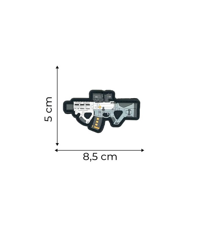 Parche de Goma Hook and Loop Fusil con Mira Militar Avanzado Blanco -8,5x5cm