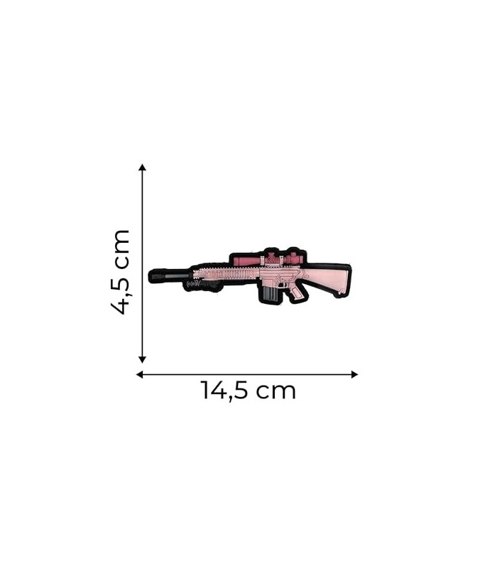 Parche de Goma Hook and Loop Fusil Francotirador Rosa - 14,5x4,5 cm