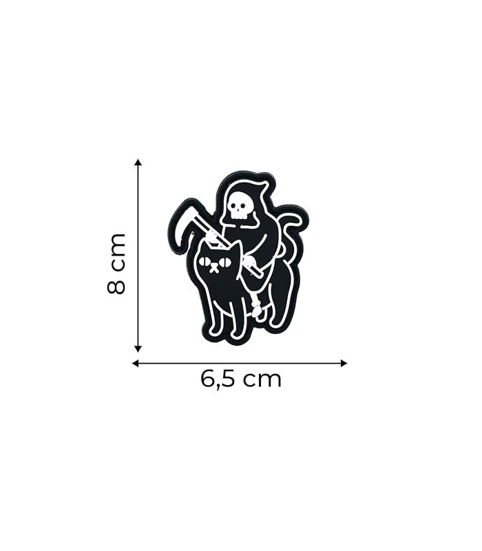 Parche de Goma Hook and Loop Muerte Montando un Gato - 8x6,5 cm
