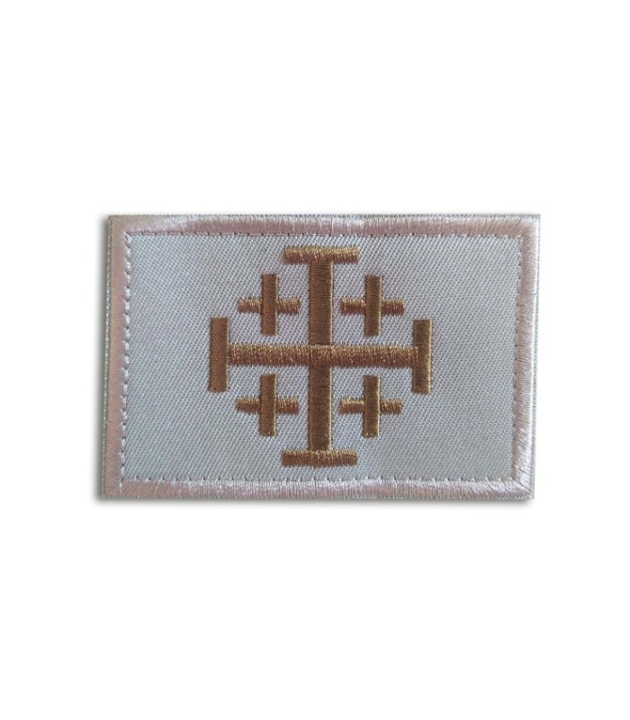 Parche Hook and Loop Cruz de Jerusalén – Parches Templarios - 8x5cm