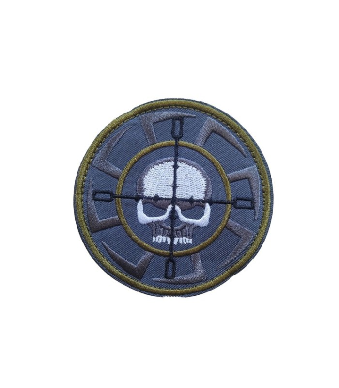 Parche Hook and loop Kolovrat con Calavera en color Gris 8cm