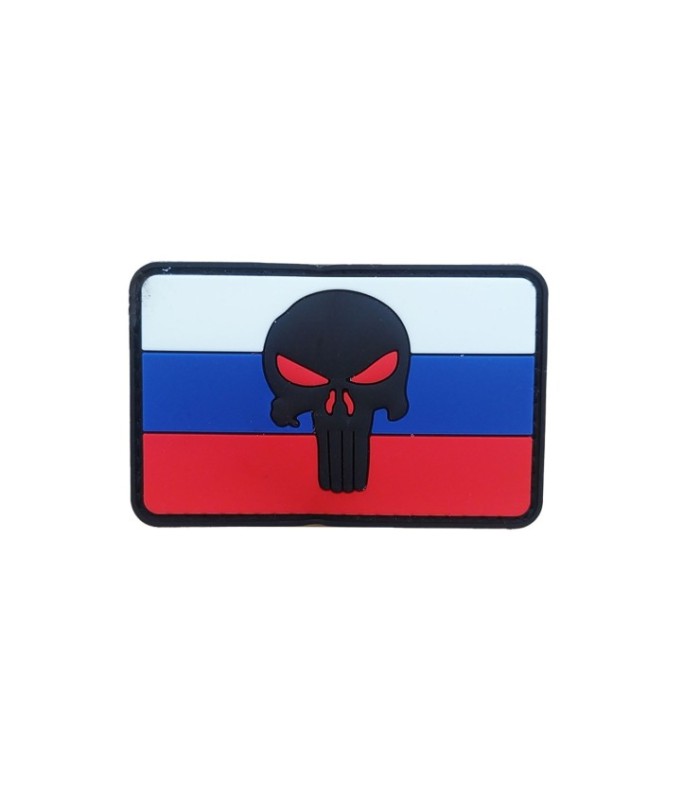 Parche Hook and Loop Rusia Punisher Calavera Negra Goma Gemelolandia