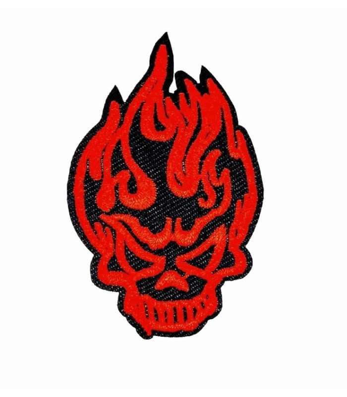 Parche Termoadhesivo Calavera en llamas 6,5x 4,5 cm