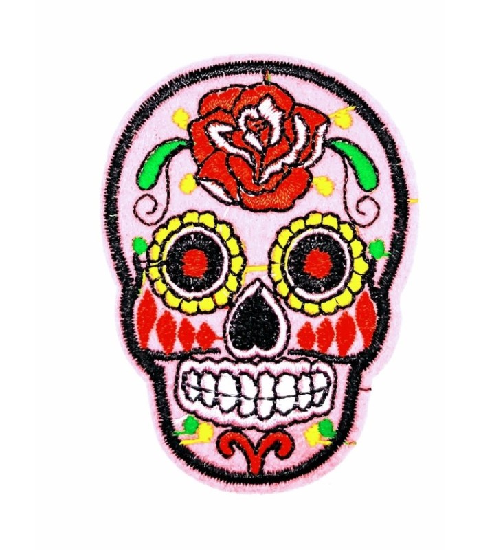 Parche Termoadhesivo Calavera Katrina pink small 7x5 cm