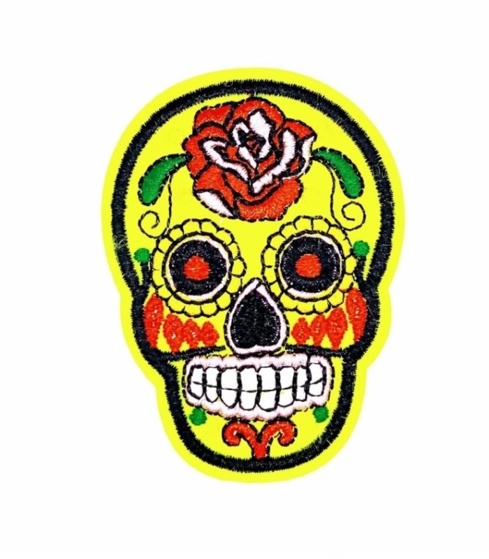 Parche Termoadhesivo Calavera Katrina yellow small 7x5 cm