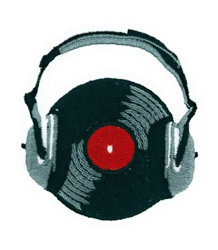 Parche Termoadhesivo Disco de Vinilo con Cascos 7cm