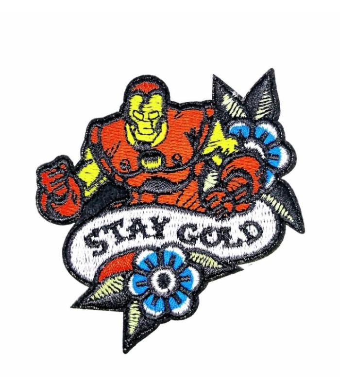 Parche Termoadhesivo Iron man stay gold 8x7,5 cm