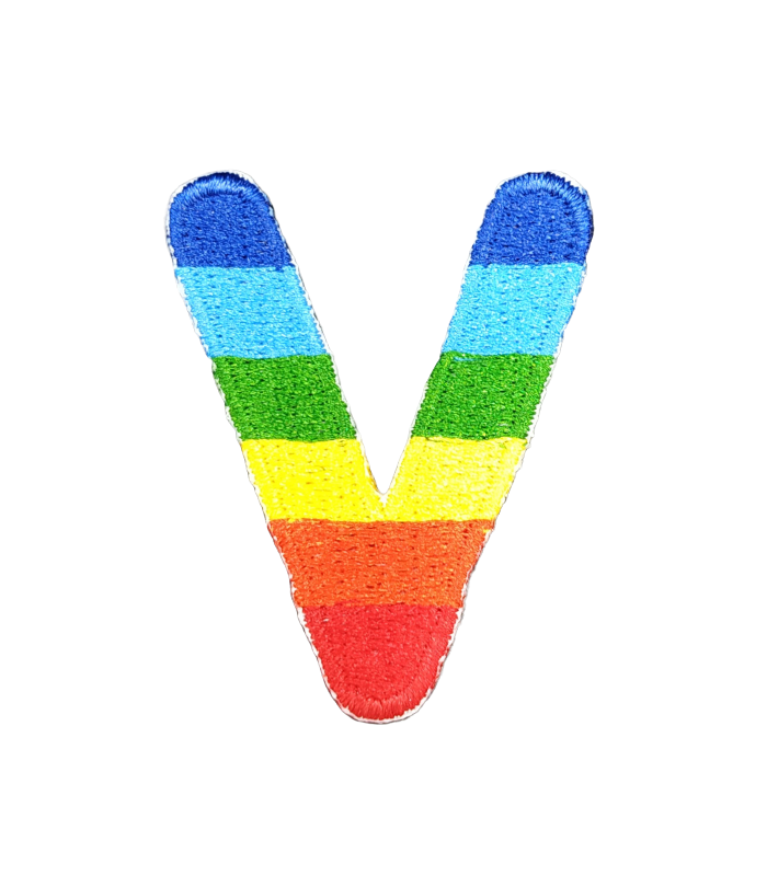 Parche Termoadhesivo Letra Letter V Arco iris 4 cm
