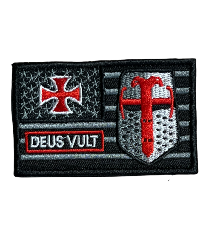 Parches Hook and Loop Deus Vult (Dios lo quiere) - Parches Templarios - 8x5cm
