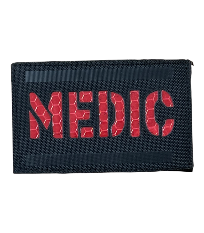 Parches Hook and Loop reflectantes-Palabra Medic - rectangular - 8x5cm