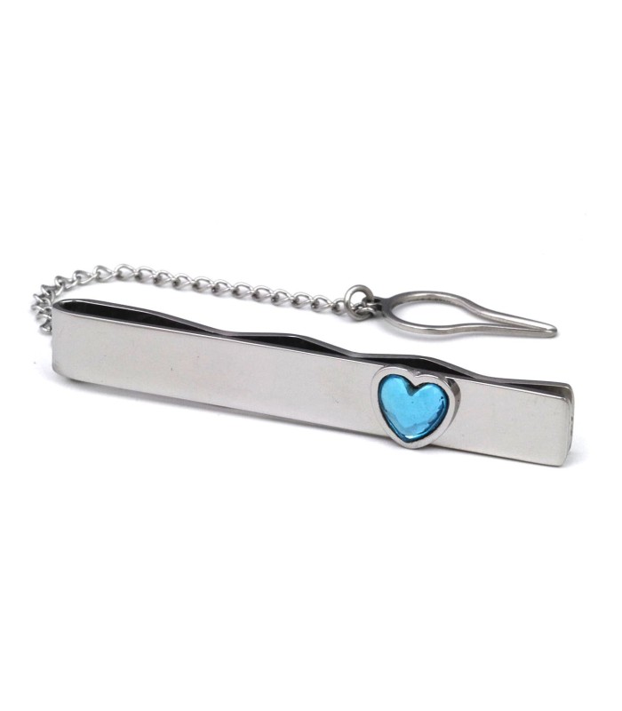 Pasador de Corbata AquaMarina Heart Stone