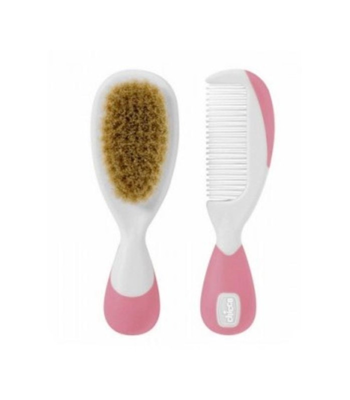 CEPILLO Y PEINE NATURAL ROSA