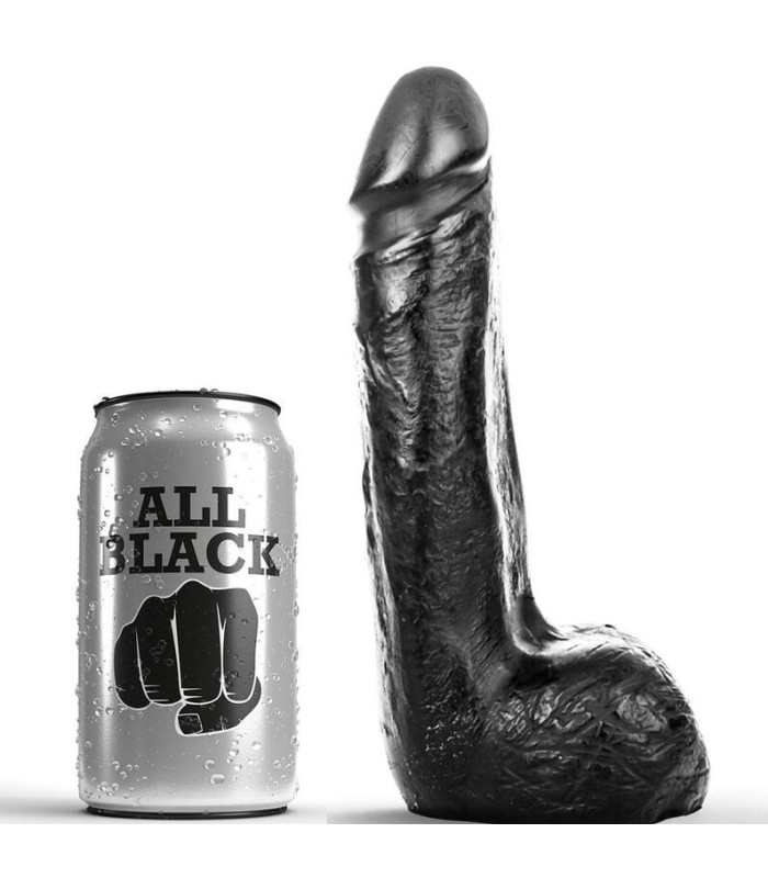 ALL BLACK - DILDO REALISTICO NEGRO SUAVE 20 CM