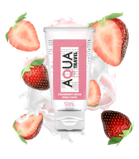 AQUA TRAVEL - LUBRICANTE BASE AGUA SABOR FRESA Y NATA - 50 ML