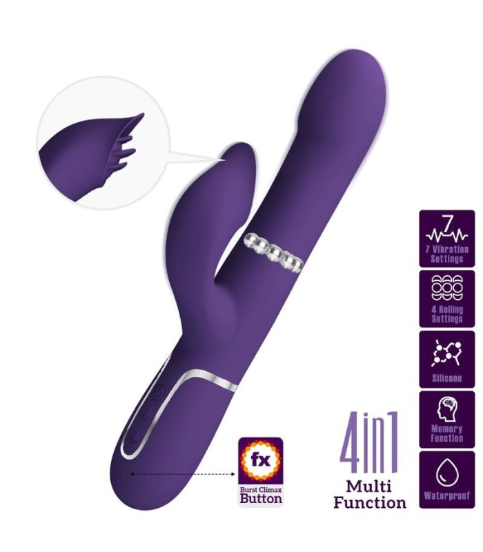 PRETTY LOVE - ZALIN VIBRADOR RABBIT PERLAS 4 EN 1 MORADO