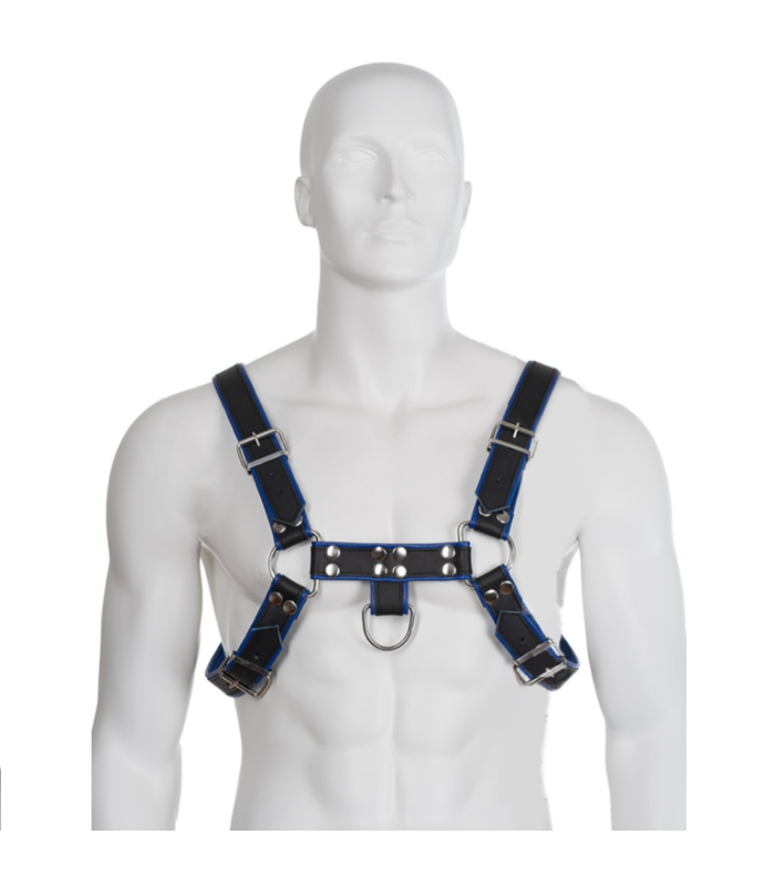 LEATHER BODY - ARNES CUERO AZUL Y NEGRO CHEST BULLDOG
