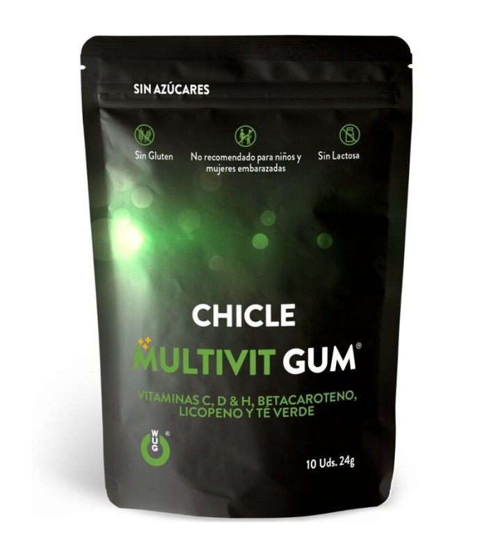 WUG GUM - MULTIVIT CHICLE VITAMINA C, H, D, BETACAROTENO, LICOPENO Y TÉ VERDE 10 UNIDADES