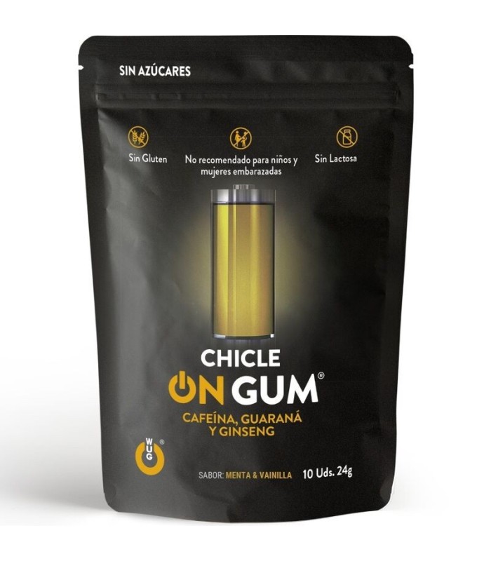 WUG GUM - ON CHICLE CAFEÍNA, GINSENG Y GUARANÁ 10 UNIDADES