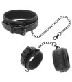 FETISH SUBMISSIVE - COLLAR Y ESPOSAS CUERO VEGANO CON FORRO DE NOPRENO