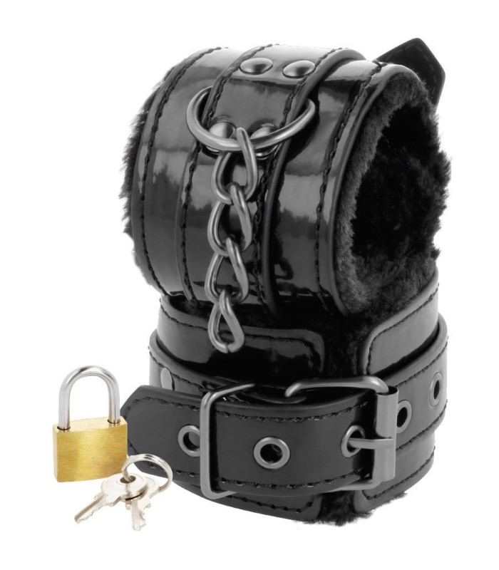 DARKNESS - ESPOSAS CUERO AJUSTABLES MANOS NEGRO CON CANDADO