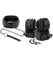 DARKNESS - ESPOSAS Y COLLAR DE CUERO NEGRO