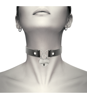 COQUETTE CHIC DESIRE - COLLAR CUERO VEGANO ACCESORIO CORAZÓN CON LLAVE