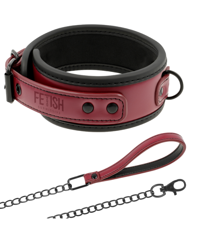 FETISH SUBMISSIVE DARK ROOM - COLLAR CON CADENA CON FORRO DE NEOPRENO