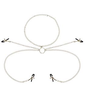 OHMAMA FETISH - 4 PINZAS PEZONES CON COLLAR DE CADENAS