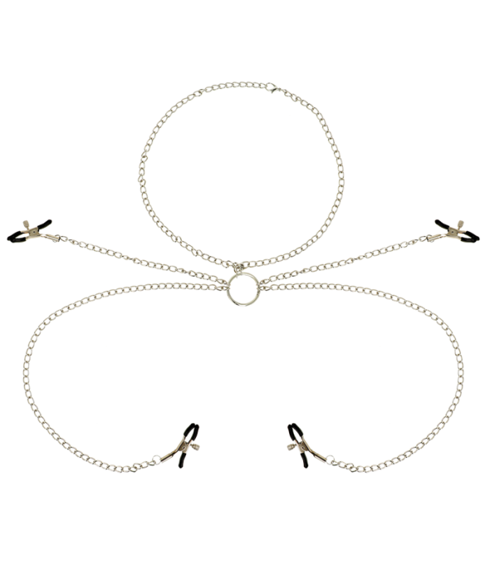 OHMAMA FETISH - 4 PINZAS PEZONES CON COLLAR DE CADENAS