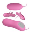 PRETTY LOVE - PINZAS CON VIBRACIÓN Y ELETROSHOCK ROSA