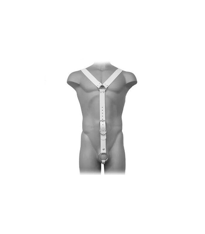 LEATHER BODY - HARNESS MEN BLANCO