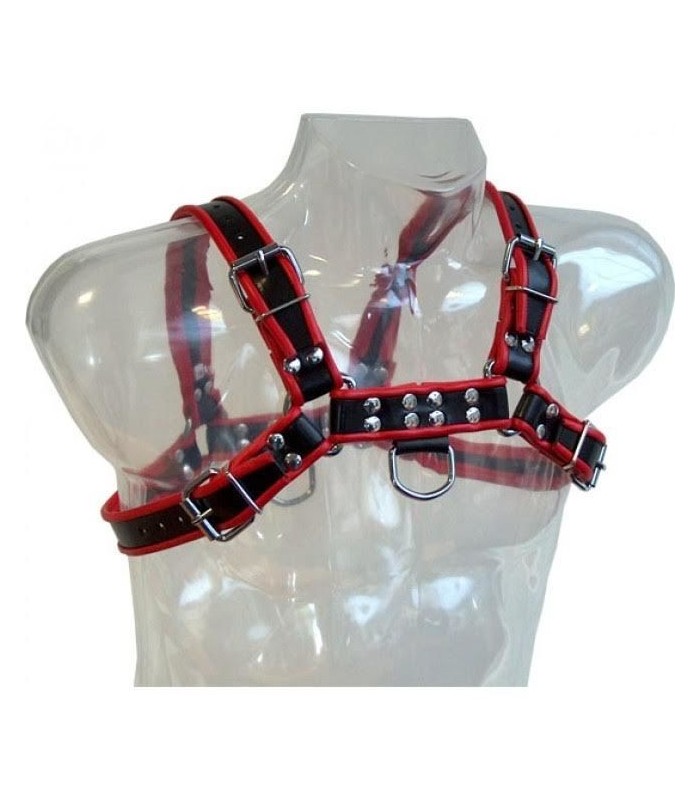 LEATHER BODY - CHAIN HARNESS III BLACK / RED