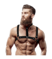 FETISH SUBMISSIVE ATTITUDE - ARNÉS AJUSTABLE ECOPIEL PECHO CON COLLAR HOMBRE