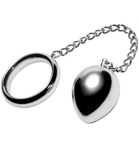 METAL HARD - COCK RING 40MM + CADENA CON BOLA METAL