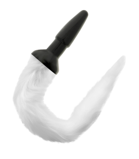 DARKNESS - PLUG ANAL SILICONA CON COLA BLANCA