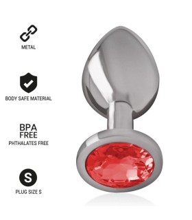 INTENSE - PLUG ANAL METAL ALUMINIO CON CRISTAL ROJO TALLA S
