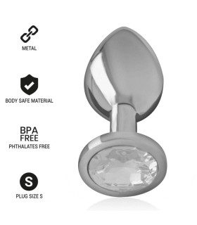 INTENSE - PLUG ANAL METAL ALUMINIO CON CRISTAL PLATA TALLA S