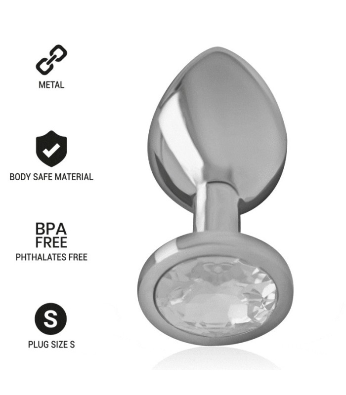 INTENSE - PLUG ANAL METAL ALUMINIO CON CRISTAL PLATA TALLA S
