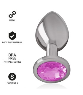 INTENSE - PLUG ANAL METAL ALUMINIO CON CRISTAL ROSA TALLA S