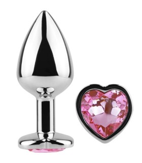 SECRETPLAY - METAL BUTT PLUG CORAZÓN FUCSIA TALLA S 7 CM